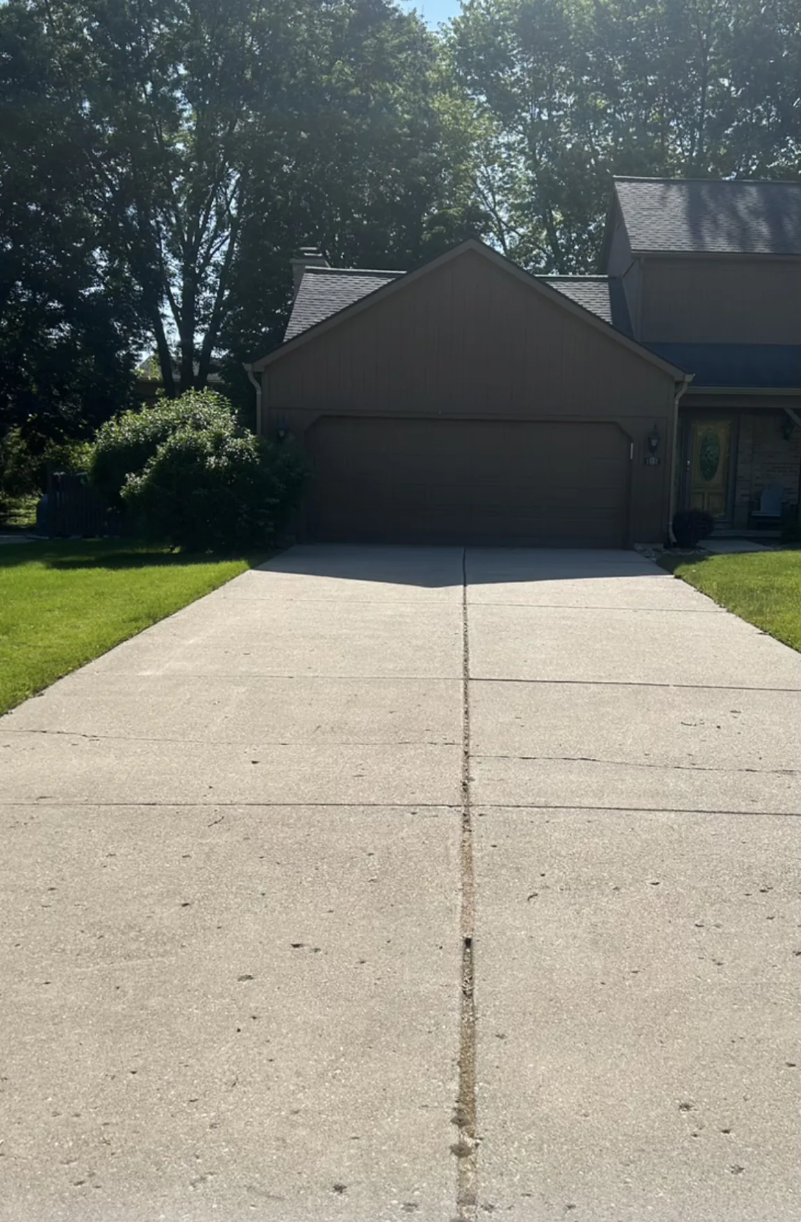 Concrete driveway after professional cleaning